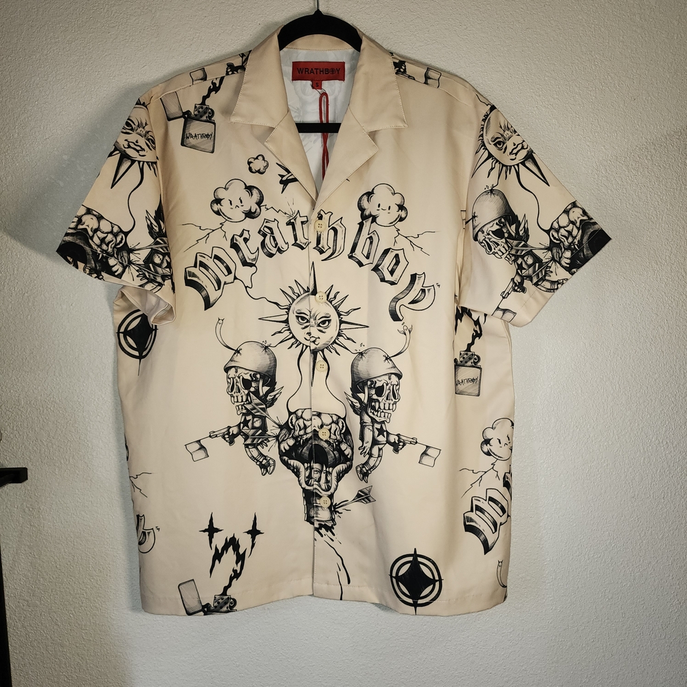 Cream Graphic Men's Casual Shirt